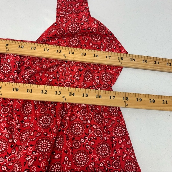 Nick Sarah Y2K Babydoll Red Print Tank Top 1X Western Boho Beach Retro Vacation - Picture 8 of 9
